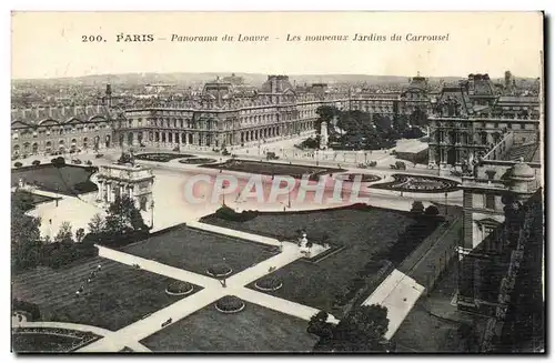 Paris - 1 - Panorama du Louvre - Nouveaux Jardins du Carrousel Ansichtskarte AK