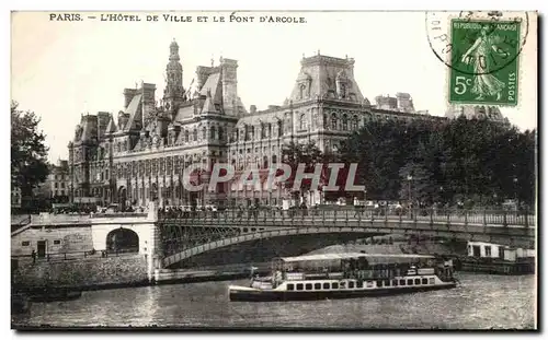 Paris - 4 - L&#39Hotel de Ville et Pont D&#39Arcole - Cartes postales