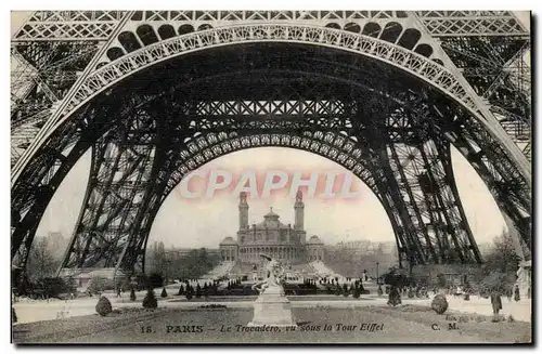 Paris 7 Le Trocadero vu sous la Tour Eiffel - Ansichtskarte AK