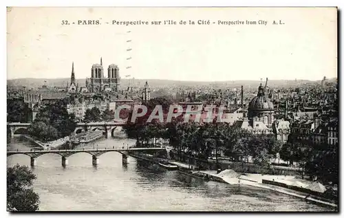 Paris - 1 Perspective sur l&#39ile de la Cite Cartes postales