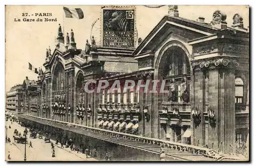 Paris - 10 - Gare du Nord - drapeau - Cartes postales