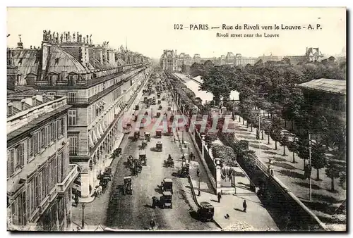 Paris 1 - Rue de Rivoli vers le Louvre Ansichtskarte AK