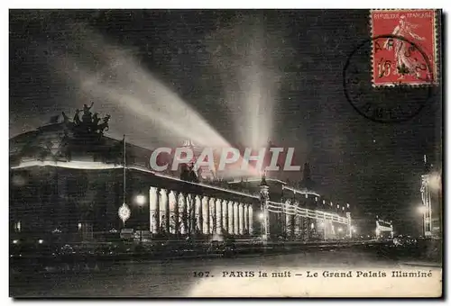 Paris 8 - La Nuit - Le Grand Palais Ansichtskarte AK