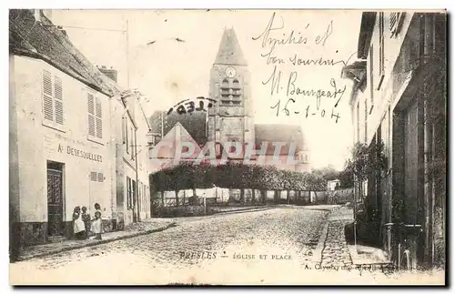 Presle - Eglise et Place - enfant - Cartes postales