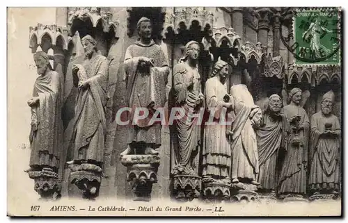 Amiens - Detail du Grand Porche - La Cathedrale - Ansichtskarte AK