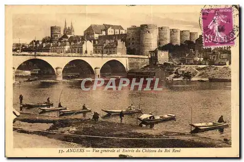 Angers - Vue Generale et Entree du Chateau du Roi Rene - Ansichtskarte AK Pecheurs