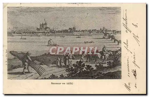 Saumur - en 1670 - paysage - Cartes postales