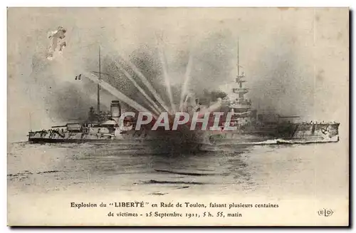 Paquebots - Steamer - Bateau - Explosion de la Liberte en rade de Toulon - 1911 Ansichtskarte AK