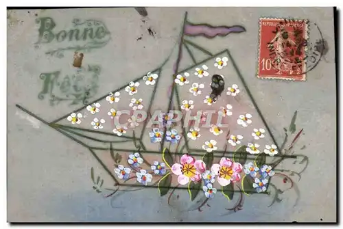 Fetes - Fleurs - Flowers - Bonne Fete - Voilier - sailboat Bateau - Ansichtskarte AK