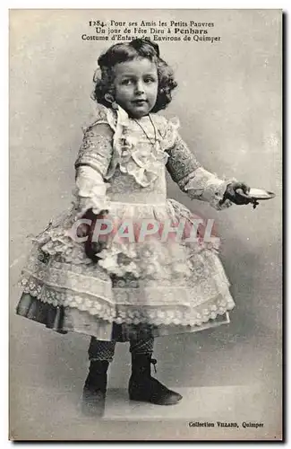 Quimper - Penhars Folklore - Costumes - Enfant - Fille Adorable Child with curly hair - Cartes postales