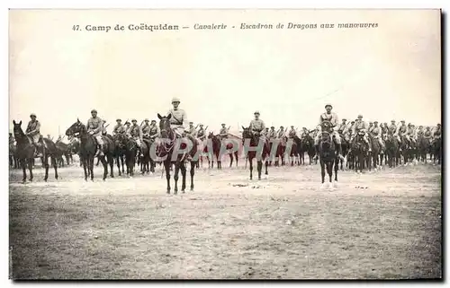 Camp de Coetquidan - Cavalerie - Escadron des Dragons aux Manoeuvres - Miitaria - cheval - Cartes postales