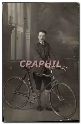 CARTE PHOTO Jeune homme et velo (cycle cycliste)