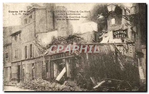Verdun - Guerre 1914 1918 - Hotel du Coq Hardi apres le bombardement - Ansichtskarte AK (coiffeur)