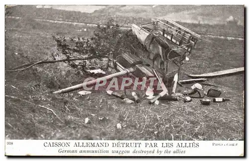 Militaria - Caissons Allemand detruit par les Allies - Cartes postales