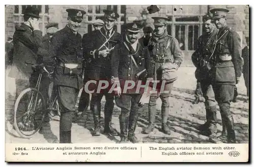 Militaria - Aviator Anglais Samson avec d&#39autres officiers - pilot - Ansichtskarte AK