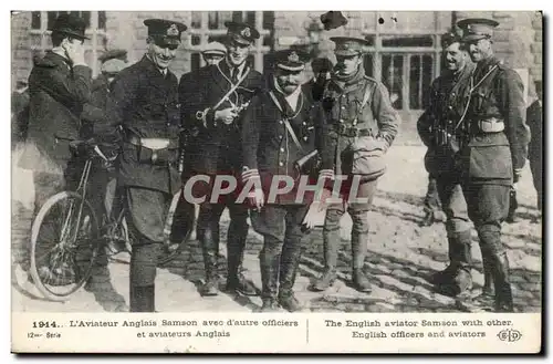 Militaria - Aviator Anglais Samson avec d&#39autres officiers - pilot - Cartes postales