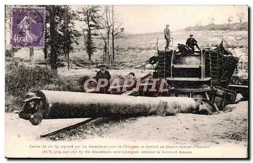 Militaria - Canon 380 trouve par les Australiens et destine au bombardement d&#39Amiens - - Ansichtskarte AK