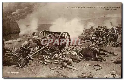 Militaria - Trois Heros Anglais - Les Derniers survivants - canon - Cartes postales