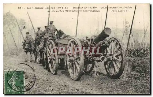 Militaria - 1914 - Bataille de Pyser -Nouveau moriler Anglais de 6 inches dans les houblonnieres - C