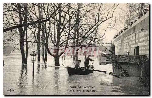 Paris - 1 - Crue de la Seine - pres du Pont Royal - Cartes postales