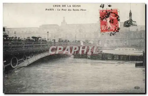 Paris - 7 - Inondations de Paris 1910 - Le Pont de Saints Peres - Cartes postales