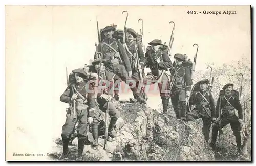 Militaria - Groupe Alpin - Les Alpes - Cartes postales Chasseurs alpins