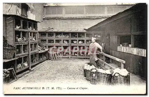 Cartes postales Militaria Parc automobile Cuisine et clapier