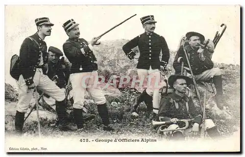 Cartes postales Militaria Groupe d'officiers alpins Uniforme Uniform