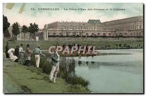Cartes postales Versailles La piece d'eau des Suisses et le chateau
