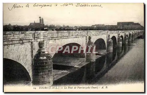 Ansichtskarte AK Tours Le pont de pierres (cote Ouest)