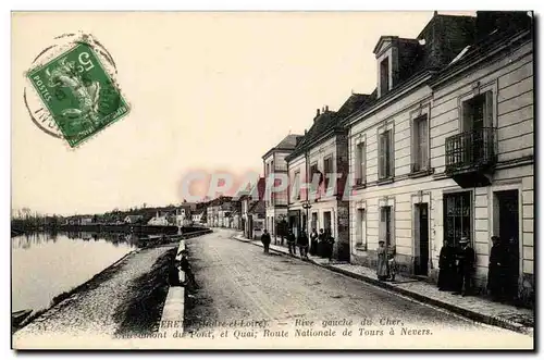 Cartes postales Veretz Rive gauche du cher en amont du pont Route nationale de Tours a Nevers