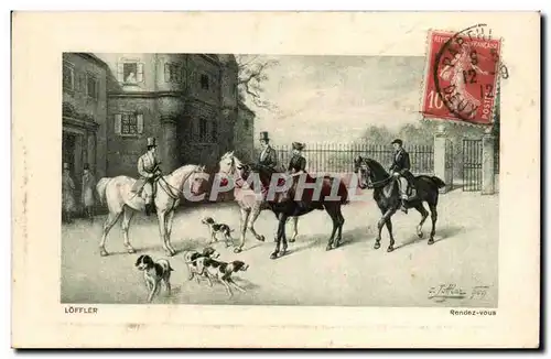 Cartes postales Loffler Rendez vous Chevaux Cheval Horse Chien Dog