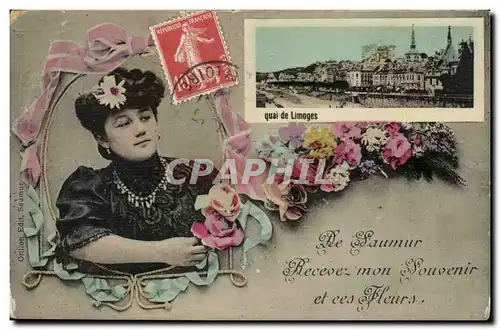 Cartes postales De Saumur recevez mon souvenir et ces fleurs Quai de imoges