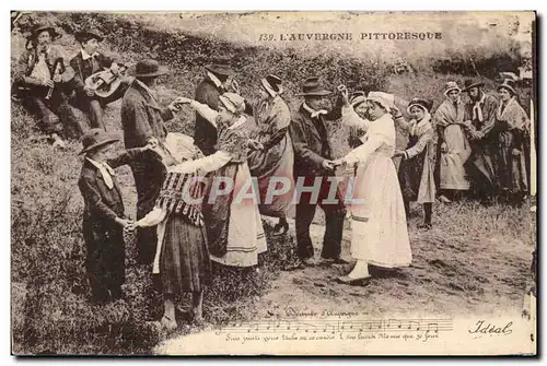 Auvergne - Types d&#39Auvergne - danse - La Bouree - chanson - musique Ansichtskarte AK