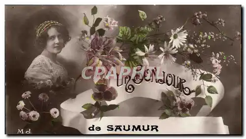 Saumur - Un Bonjour de Saumur - Femme - Cartes postales