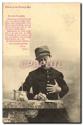 Fantaisie - Homme - Pitou a sa Franoise - Humour - Man with expression filled face - Cartes postales