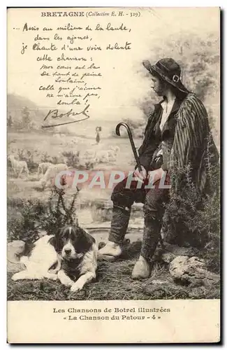 Fantaisie - Homme - Les Chansons de Botrel - Bretagne - Chien - dog - - Cartes postales