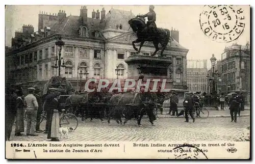 Paris - L'Armee Indo Anglaise passant devant la Statue Jeanne d'Arc - velo - cyclisme - Cartes postales