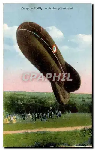 Mailly le Camp - Saussice quittant le sol - dirigeable zeppelin - Ansichtskarte AK
