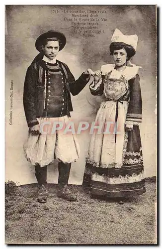 Couple - Fantaisie - Le coeur fier l&#39ame ravie - folklore costumes Cartes postales