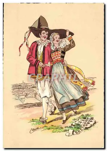Fantaisie - Couple - illustration - folklore - costumes Cartes postales