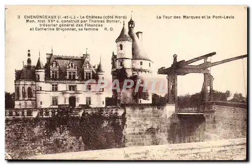 Chenonceaux - Le Chateau - La Tour des Marques et le Pont Levis Ansichtskarte AK