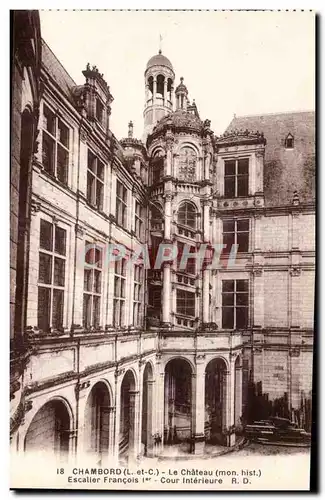 Chambord - Escalier Francois 1 - Cour Interieur - Le Chateau Ansichtskarte AK