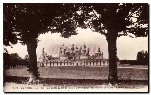 Chambord - Le Chateau commence en 1528 - vue du Parc Ansichtskarte AK