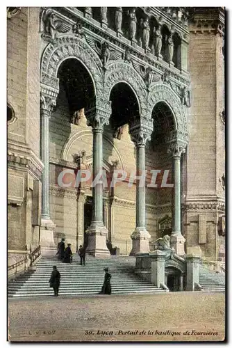 Lyon - Portail de la Basilique de Fourvieres - Ansichtskarte AK