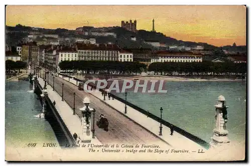 Lyon - Le Pont de l&#39Universite et le Coteau de Fourviere - bridge - Ansichtskarte AK