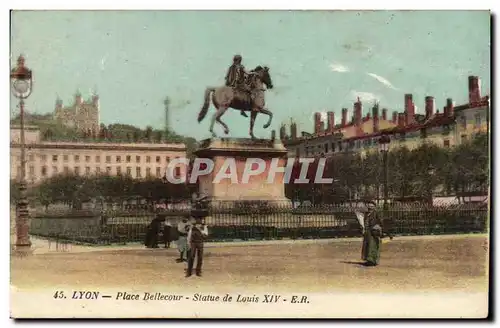 Lyon - Place Bellecour - Statue de Louis XIV - Ansichtskarte AK