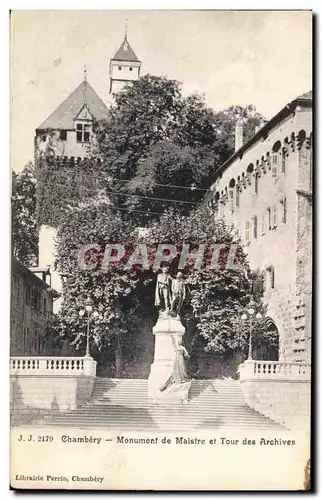 Cartes postales Chambery Monument de Maistre et tour des arcives