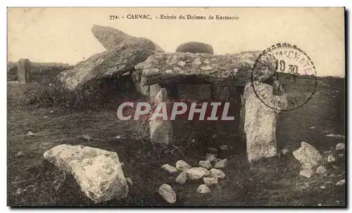 Cartes postales Menhir Dolmen CArnac Entree du dolmen de Kermario