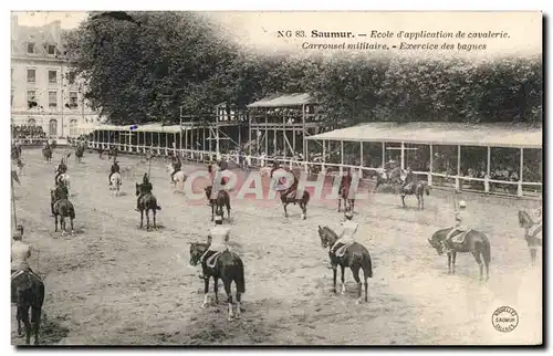 Saumur Ansichtskarte AK Ecole d&#39application de cavalerie Carrousel militaire Exercice des bagues (cavalier che